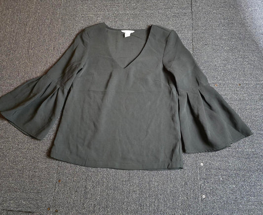 H&M Top Black Size 4/6 Flared Sleeve Work Causal