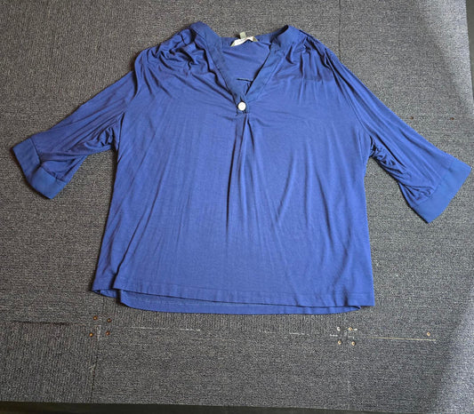 Bonmarché Navy Blue V-Neck Top  Size 24  3/4 Sleeves Work Causal