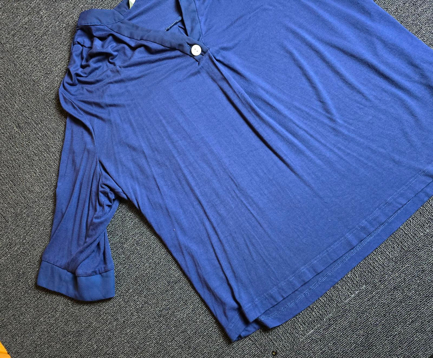 Bonmarché Navy Blue V-Neck Top  Size 24  3/4 Sleeves Work Causal