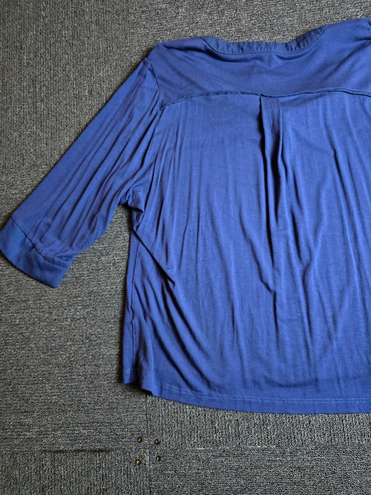 Bonmarché Navy Blue V-Neck Top  Size 24  3/4 Sleeves Work Causal