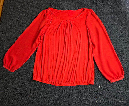 George Red Long Sleeve Top with Sheer Sleeves Size 20