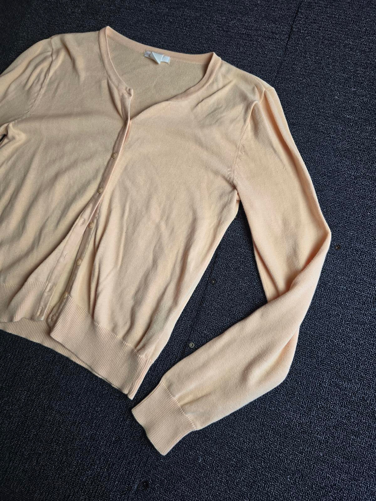 H&M Basic Coral Cardigan V Neck Button Up S Size 10–12 Cotton