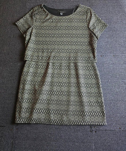Primark Black & Beige Layered Pattern Dress Size 18 NWT  Smart-Casual Style for Work or Outings