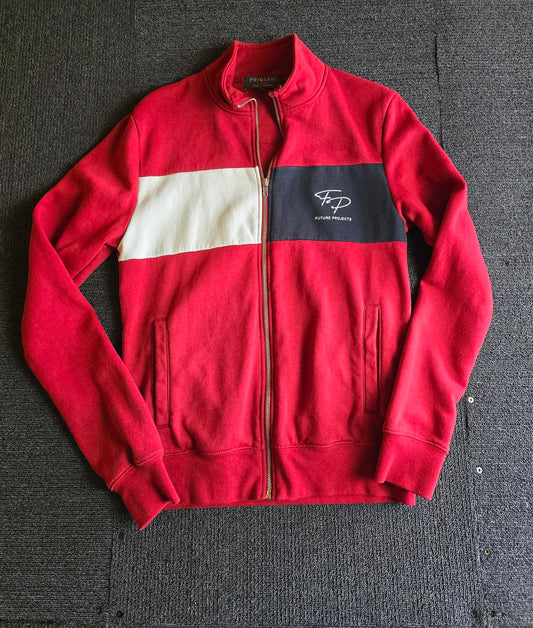 Primark Red Zip-Up Jumper with Pockets  ‘Future Projects’  Men’s XS