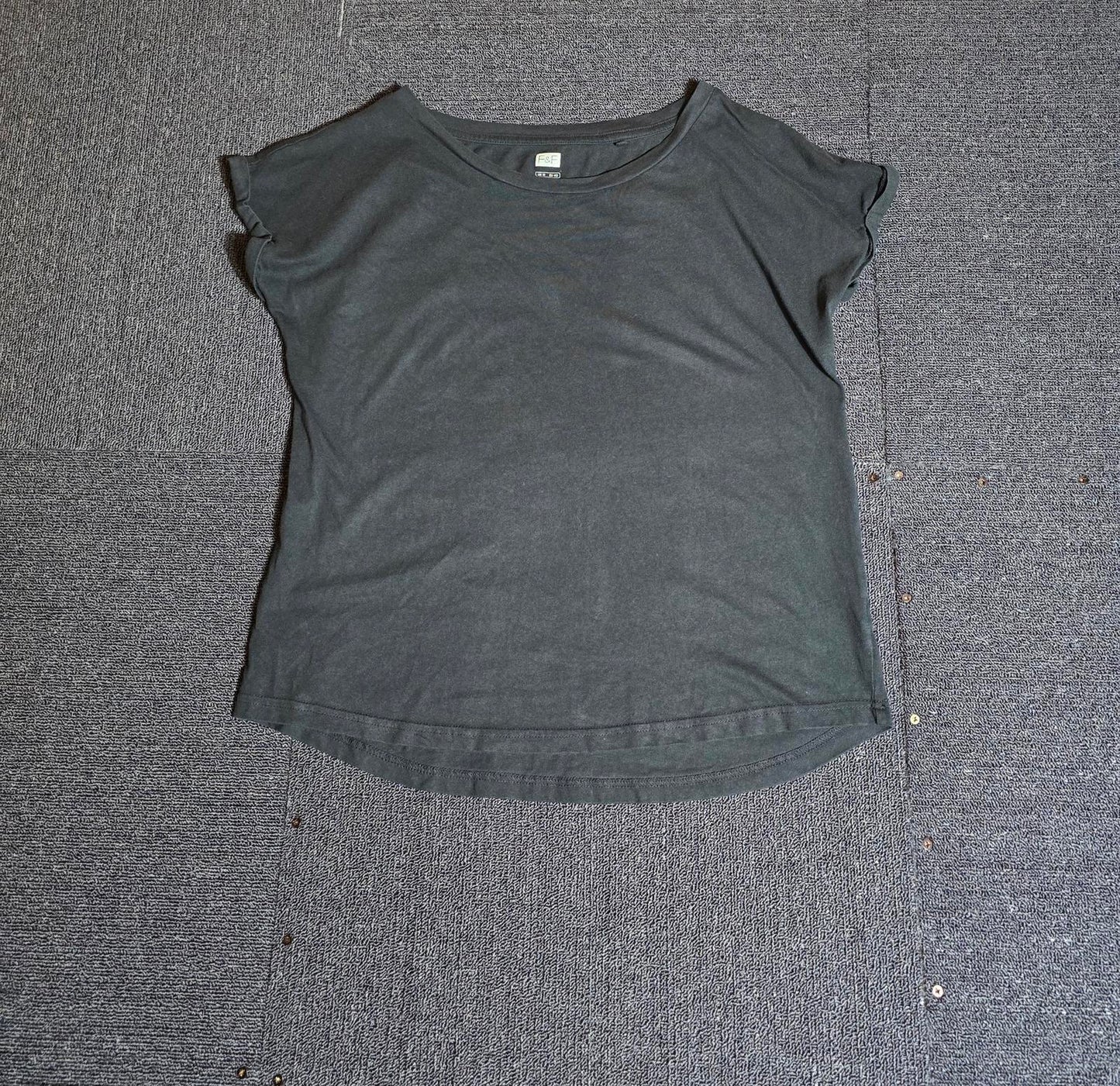 F&F Oversized Black Cotton T-Shirt Casual Tee Size 12