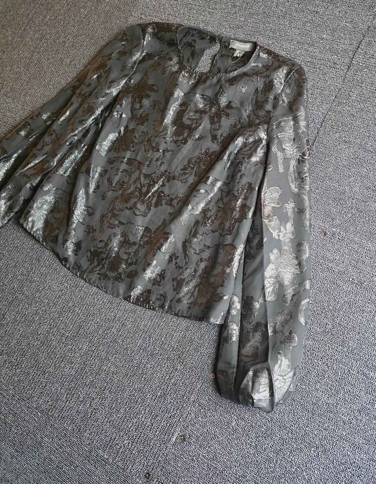 Primark Sheer Glitter Floral Blouse Black Long Sleeve Party Top Size 8