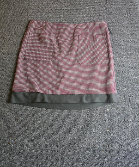 TU Burgundy & Black Mini Skirt Size 18 Layered Office Style