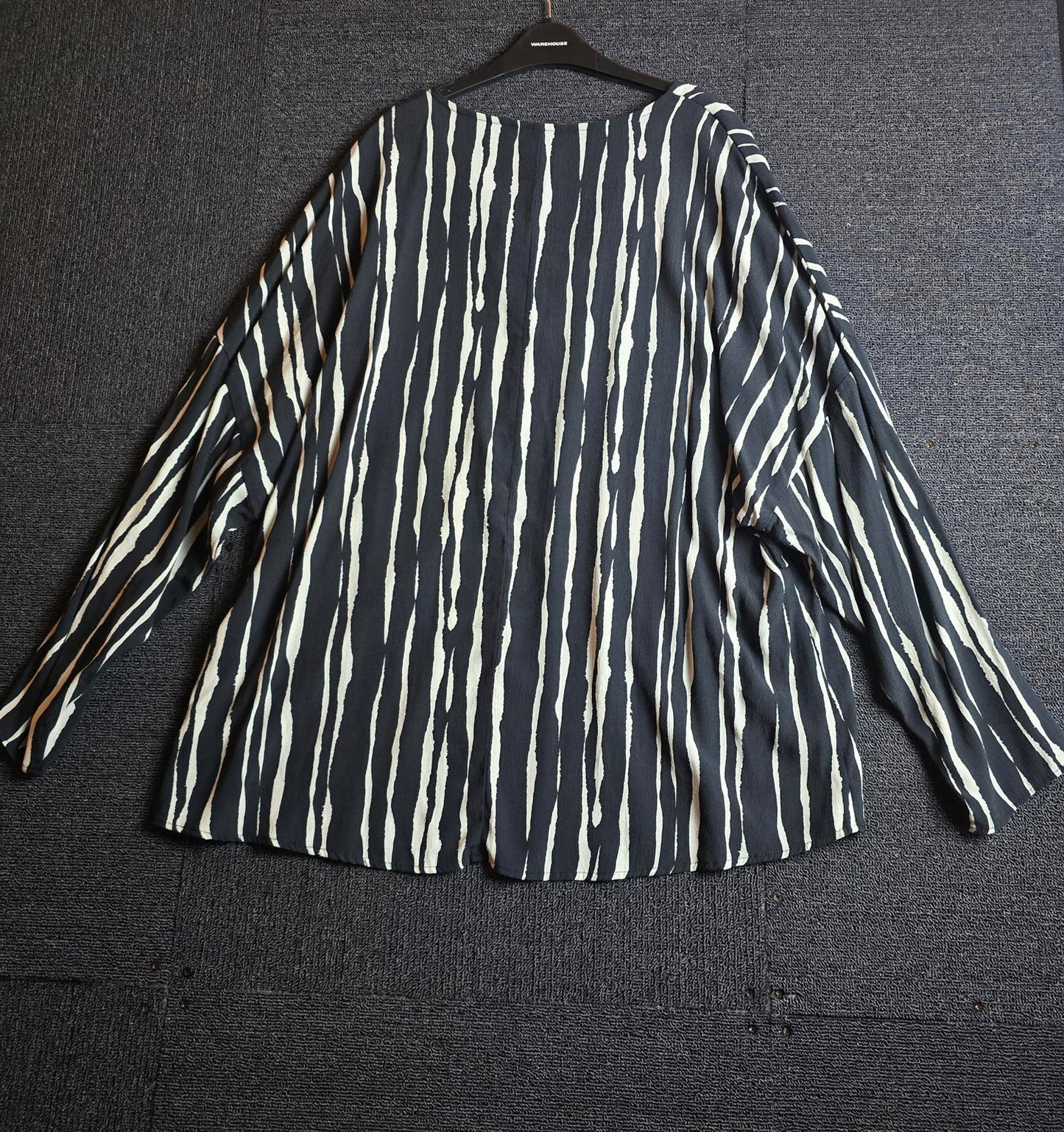 F&F Black & White Striped Oversized Blouse  Size 10 100% Viscose