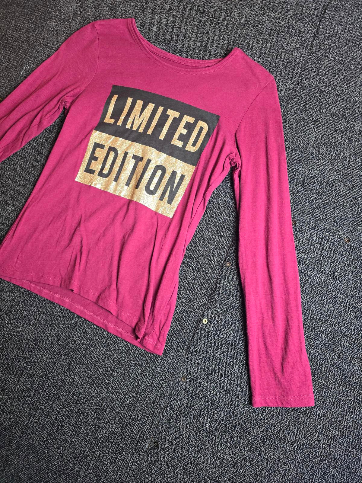 Primark Girls Purple & Gold Glitter Long Sleeved Tshirt age 10-11 years