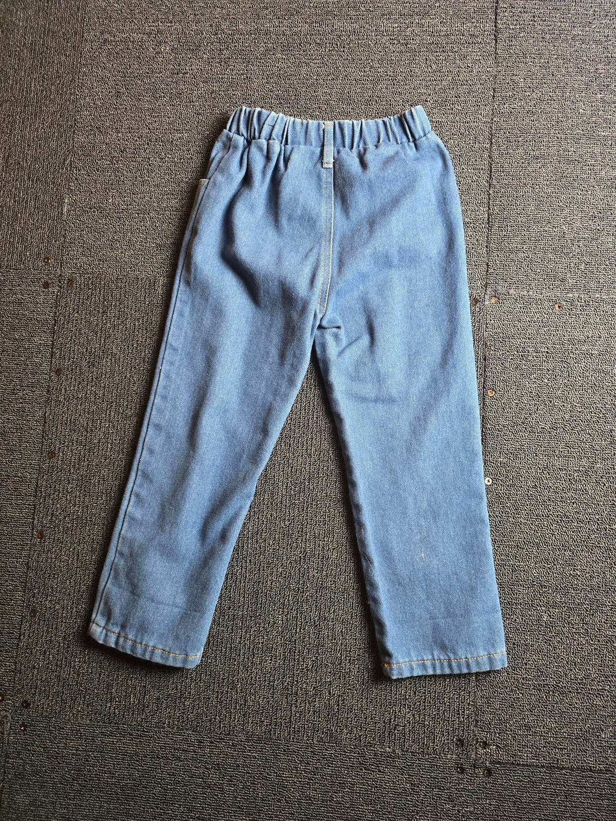 Pat Pat Blue Distressed Jeans – Girls 4–5 Years – Polyester – Leopard Patch Detail