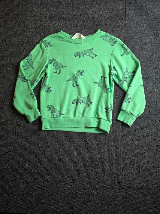 H&M boys green dinosaur jumper age 6-8years