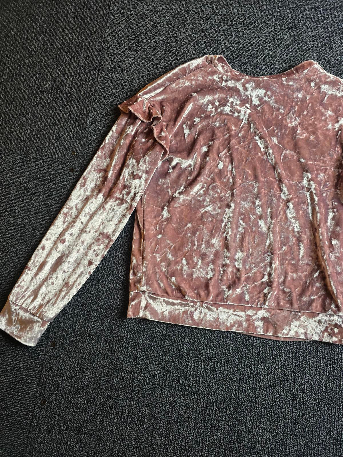 Matalan Girls Pink Velvet Long Sleeve T-Shirt – Age 10 Years