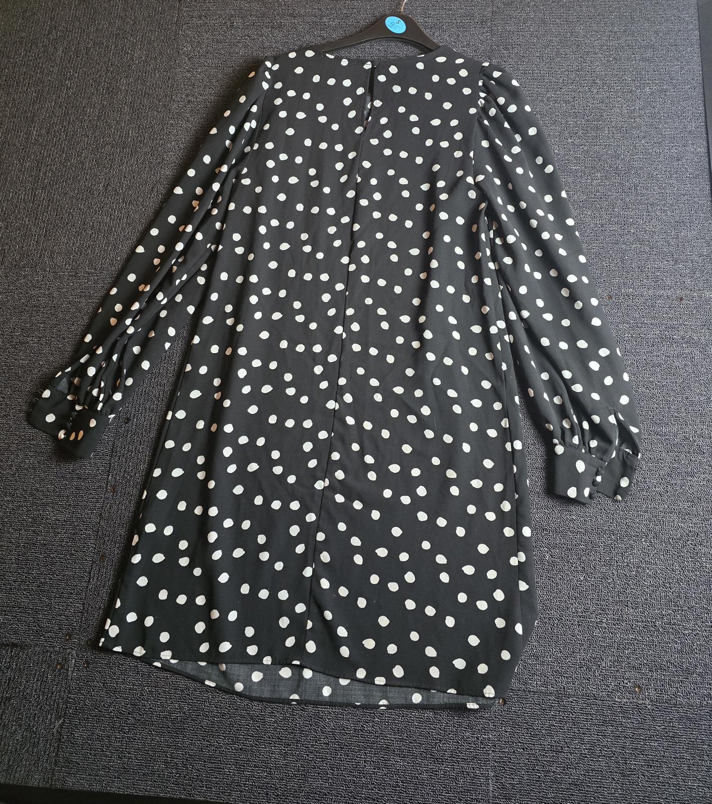 Matalan Polka Dot Dress Black White Long Sleeve Size 8 Work Occasion