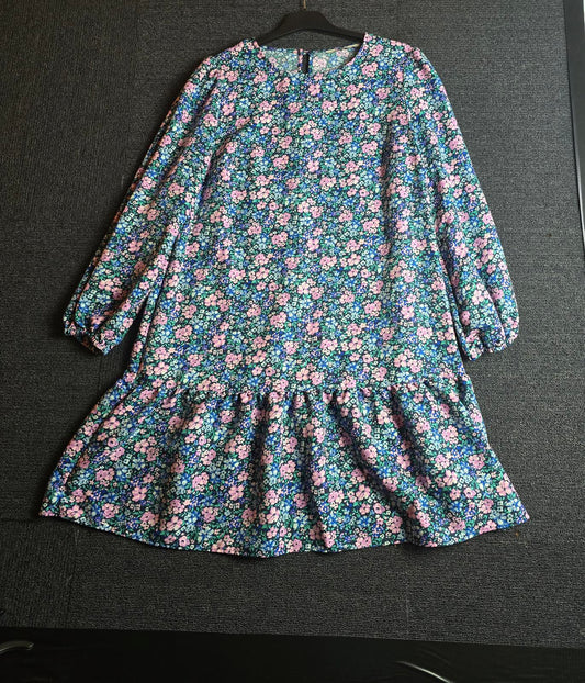 Tu Floral Dress Multicoloured Knee Length Long Sleeve Size 10 Casual
