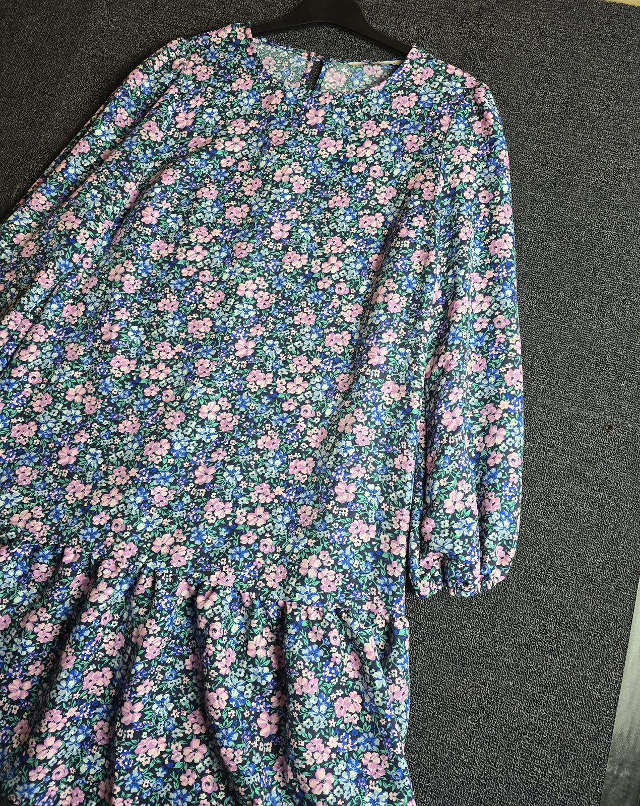 Tu Floral Dress Multicoloured Knee Length Long Sleeve Size 10 Casual
