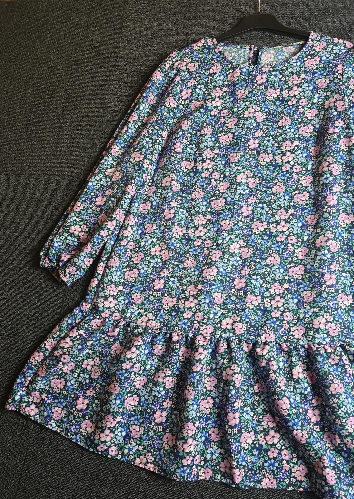 Tu Floral Dress Multicoloured Knee Length Long Sleeve Size 10 Casual