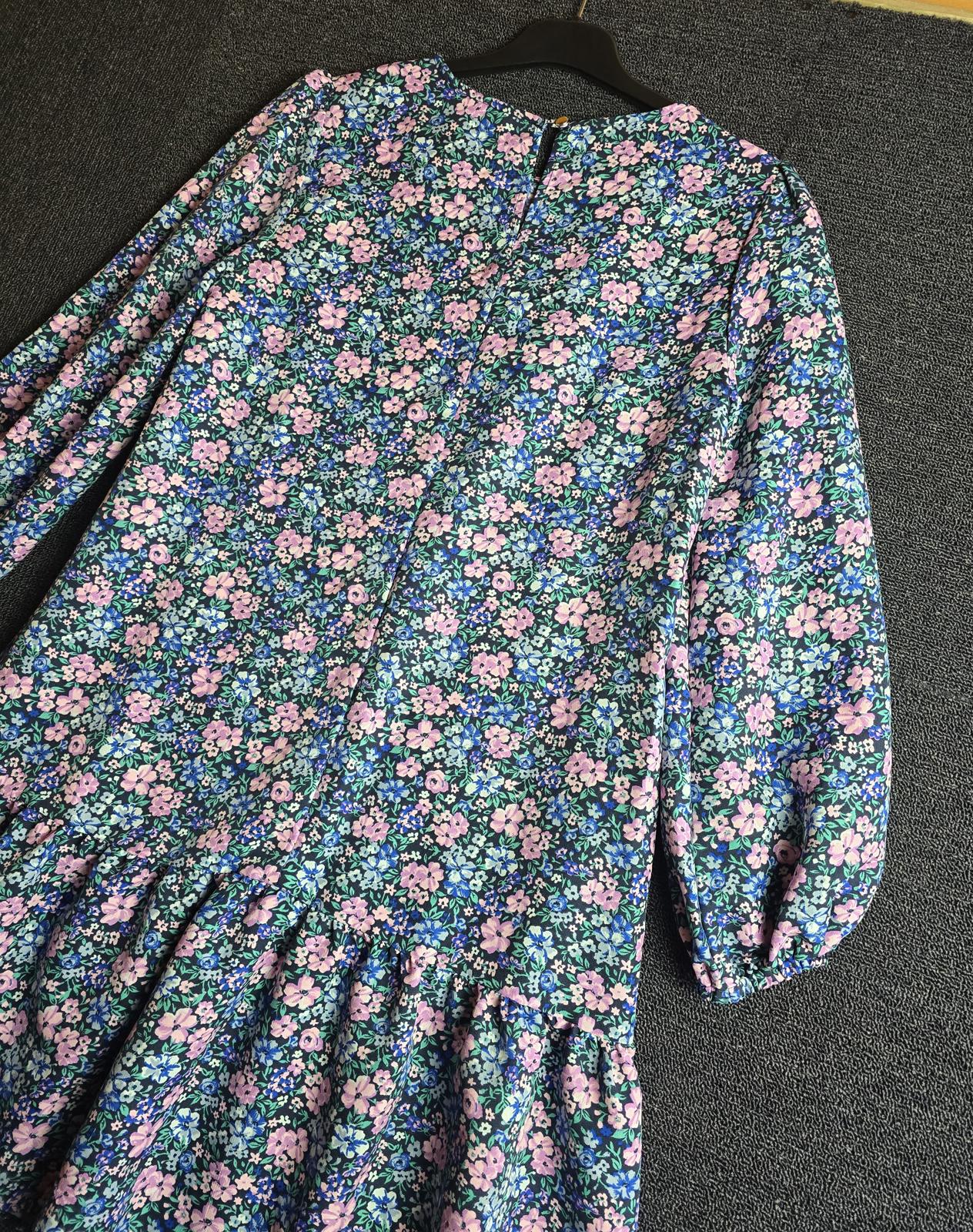 Tu Floral Dress Multicoloured Knee Length Long Sleeve Size 10 Casual