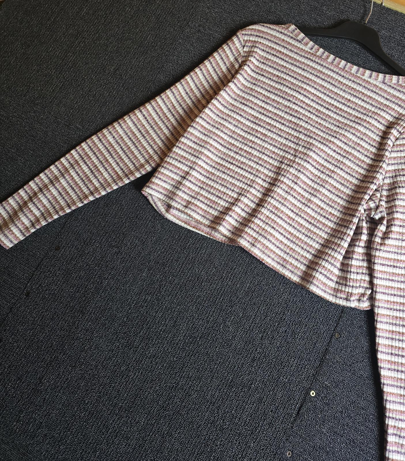 Primark Cropped Cardigan – Pink, Purple & White Stripe Size 14/16