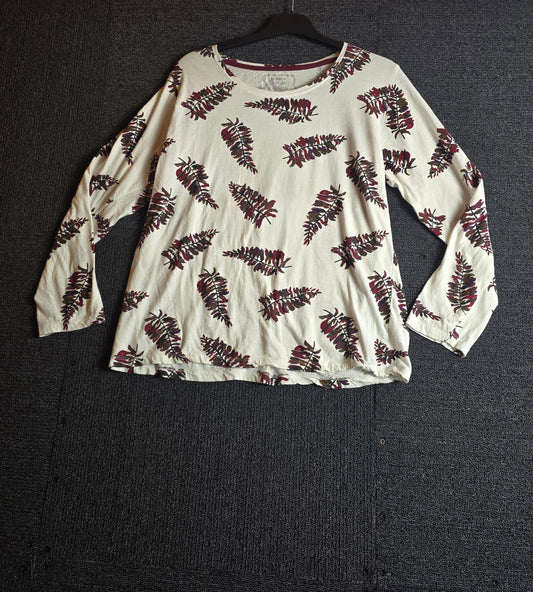 Pep & Co Leaf Print Long Sleeve T-Shirt Size 18 Cotton
