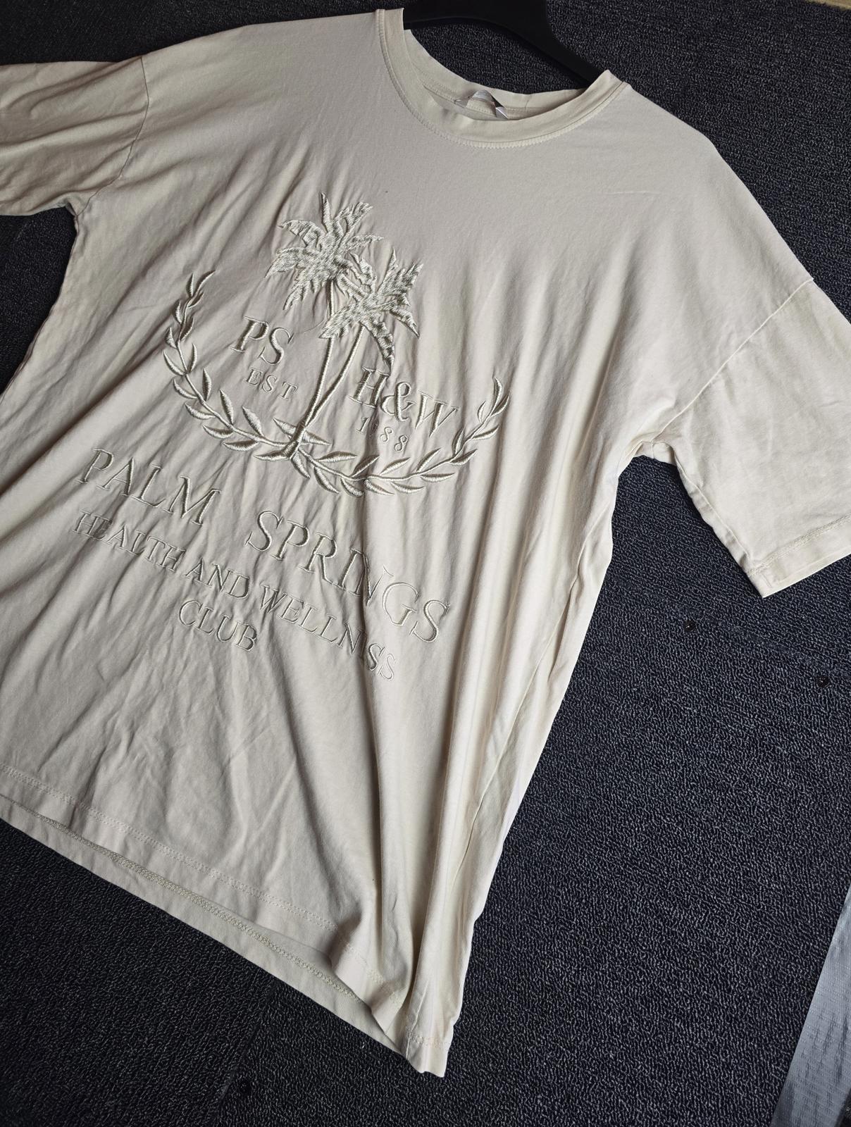 Pep & Co Beige Oversized T-Shirt Embroidered Front Size 16–18