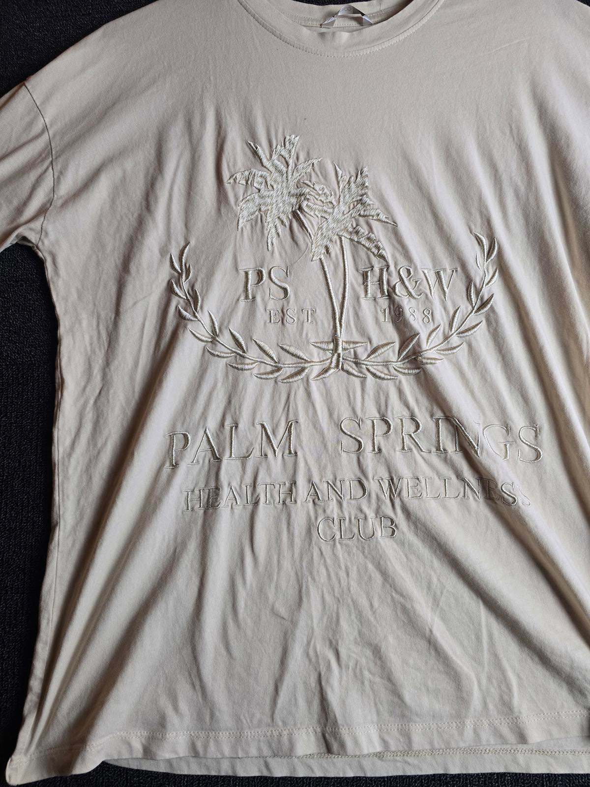 Pep & Co Beige Oversized T-Shirt Embroidered Front Size 16–18