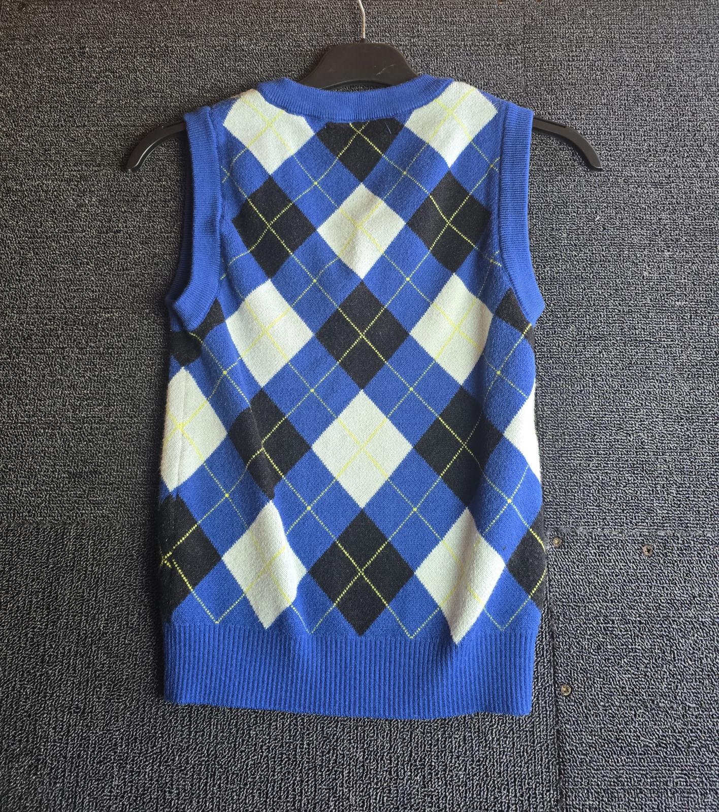 Primark Blue Argyle Knit Tank Top Sleeveless Jumper Size 4–6