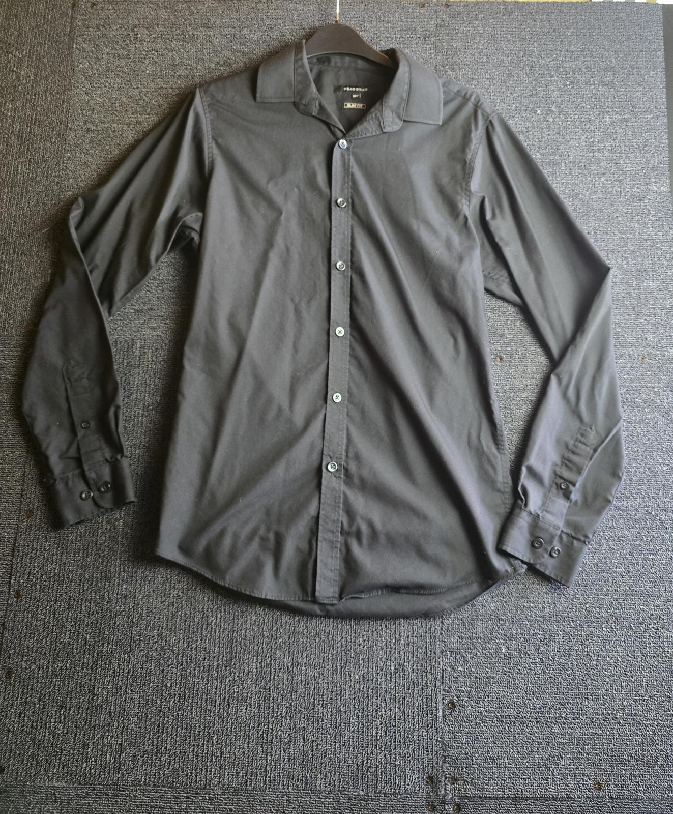 Peacocks Men’s Black Slim Fit Shirt 14.5" Collared Work Shirt