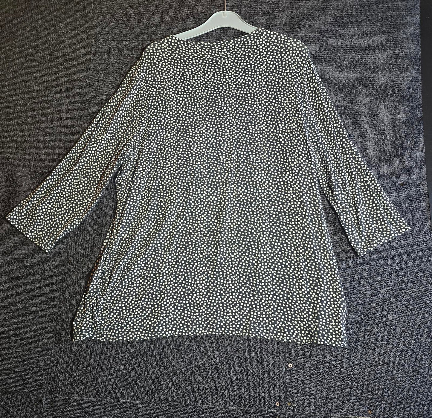 Bonmarché Black & White Printed Top Size 22 3/4 Sleeve Relaxed Fit Viscose