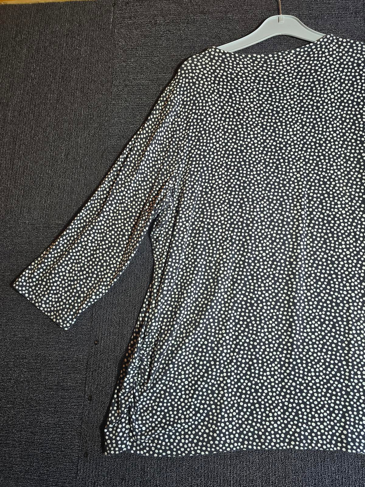 Bonmarché Black & White Printed Top Size 22 3/4 Sleeve Relaxed Fit Viscose