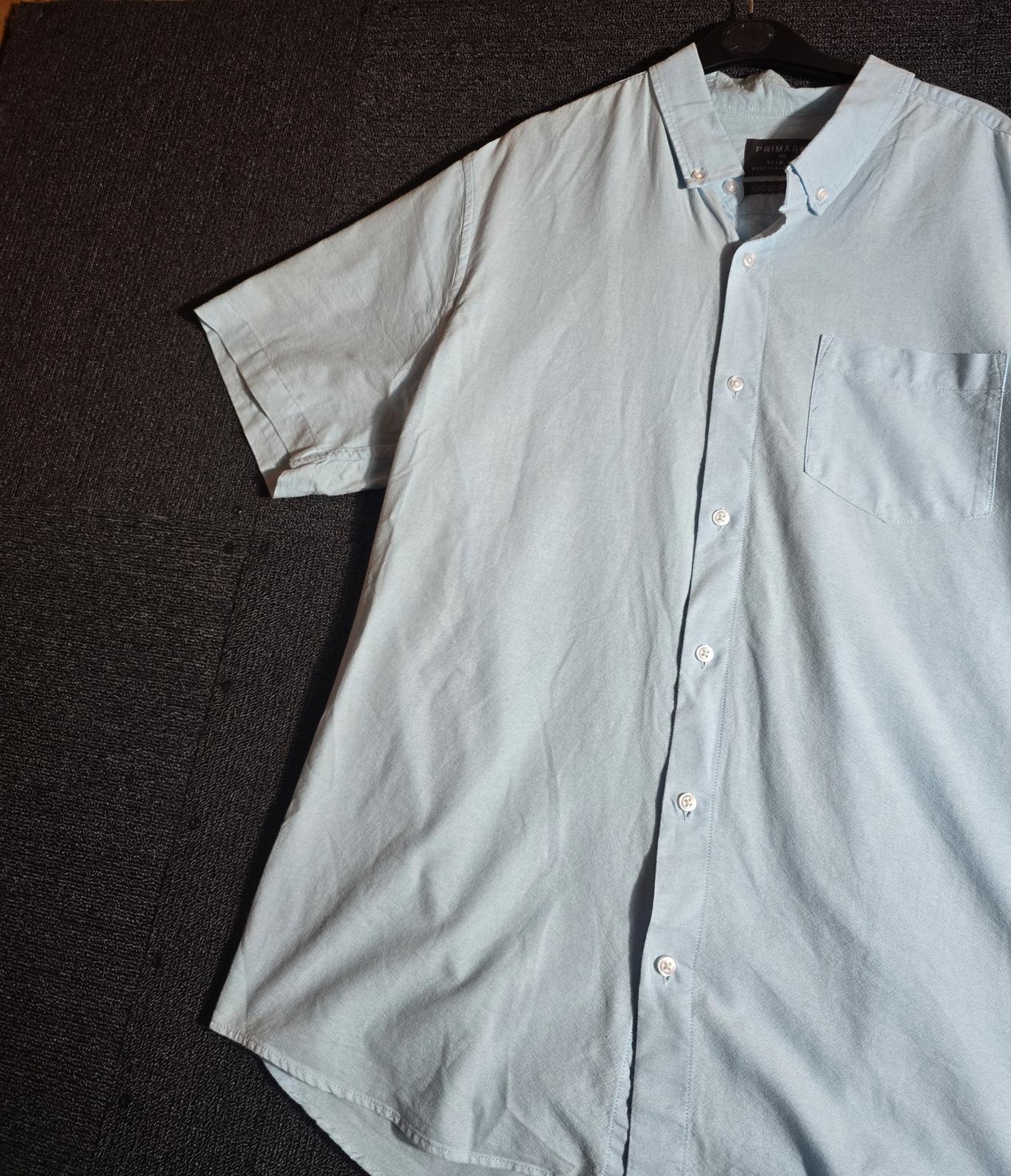 Primark Men’s Turquoise Short Sleeve Shirt Size 2XL Button Down Lightweight Cotton