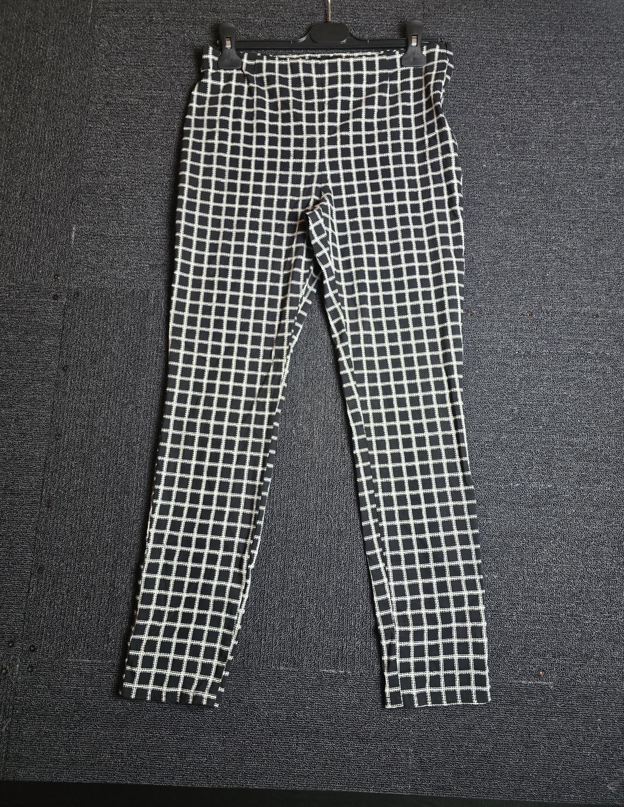 Primark Black & White Check Skinny Trousers Size 14 High Waist