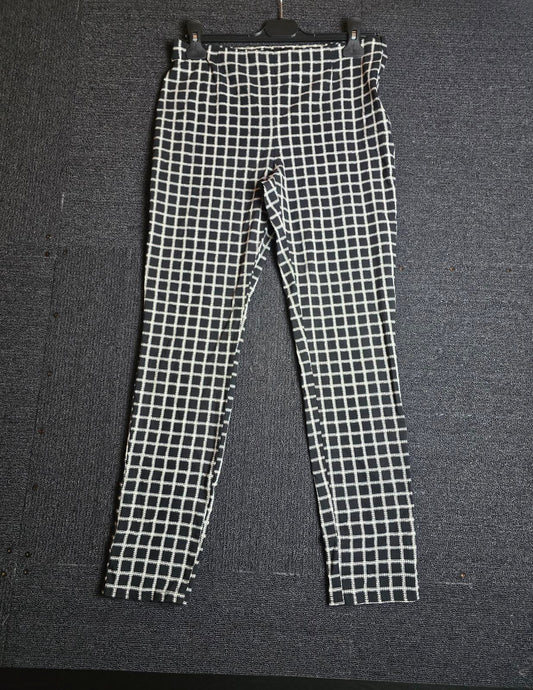 Primark Black & White Check Skinny Trousers Size 14 High Waist