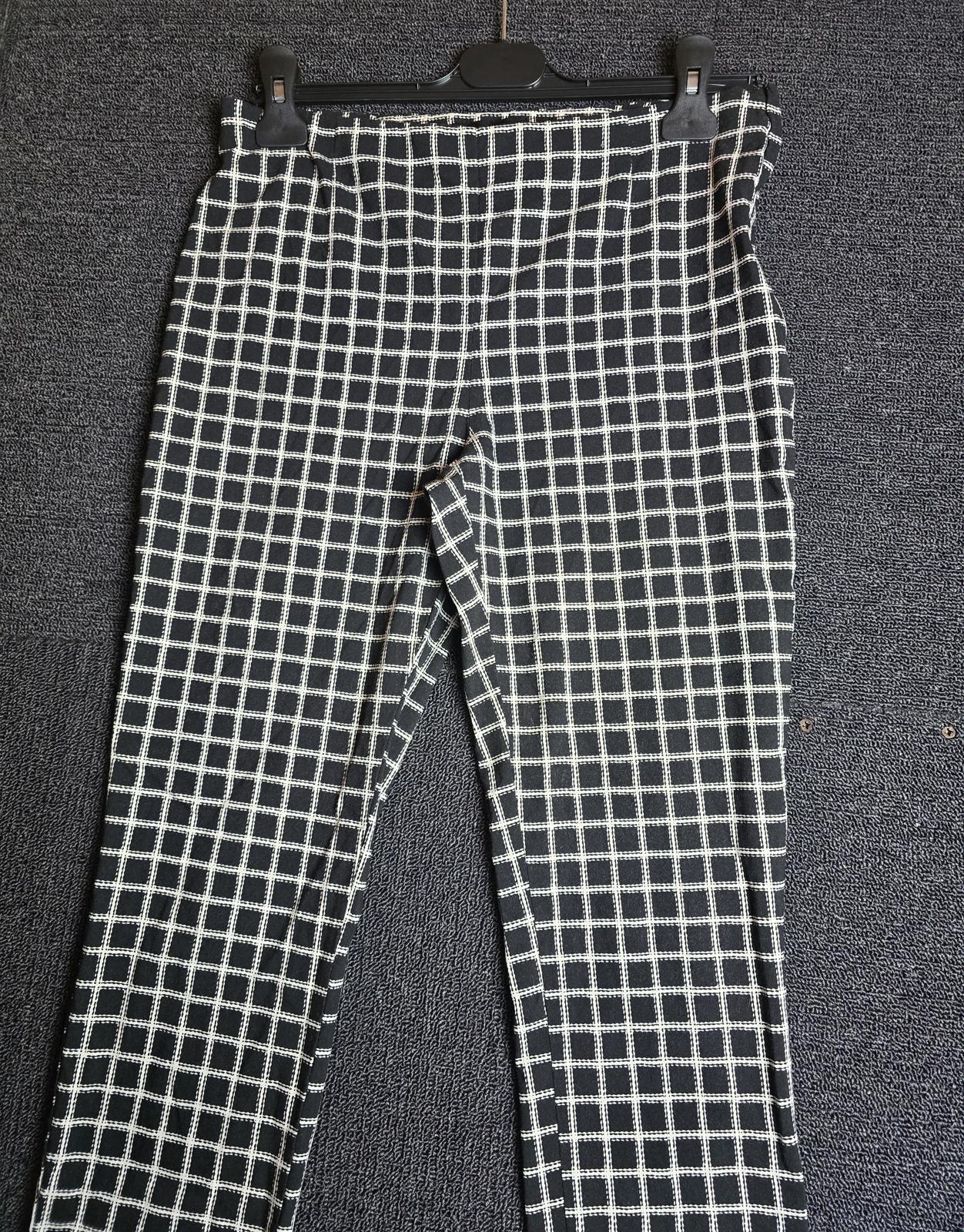 Primark Black & White Check Skinny Trousers Size 14 High Waist