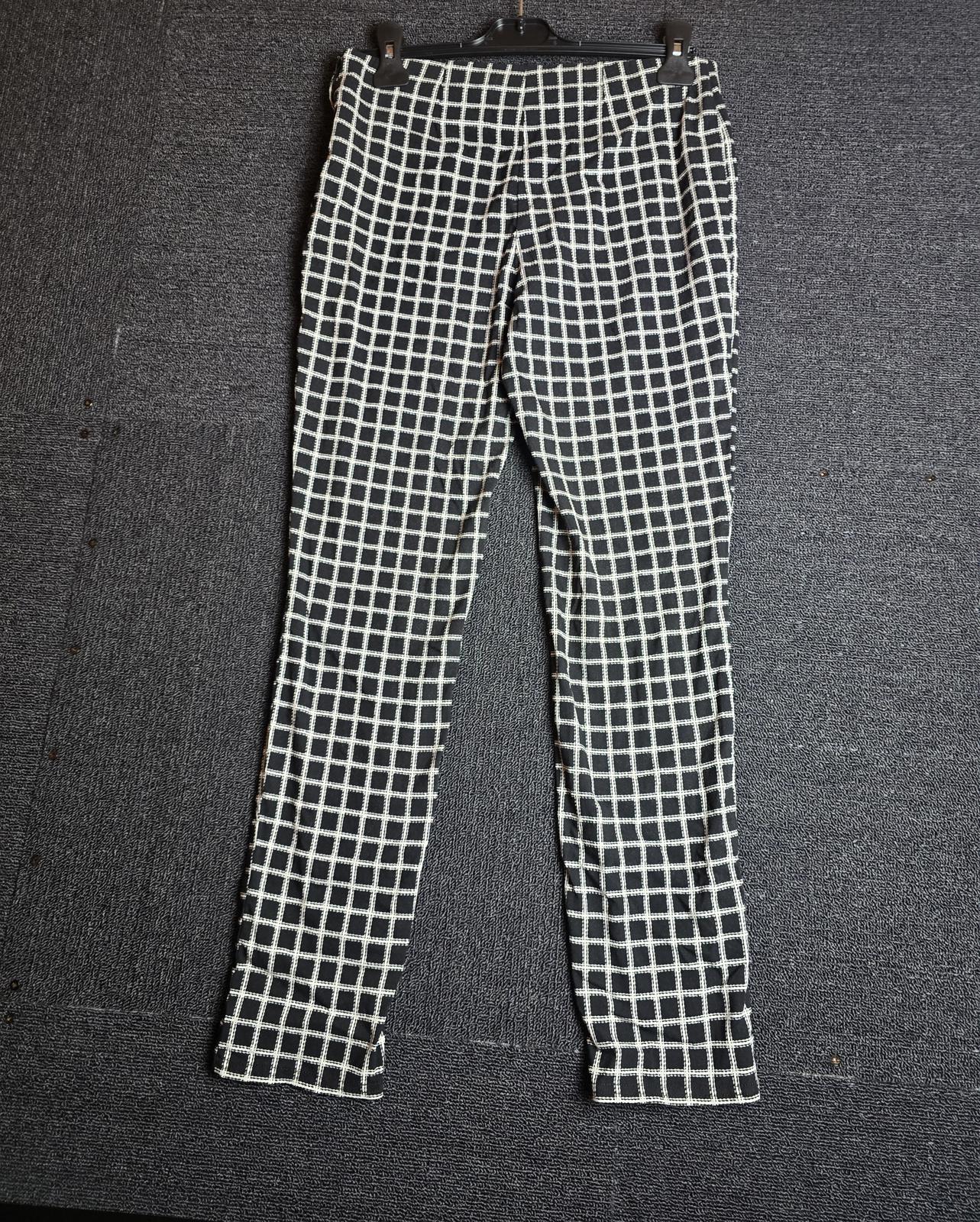 Primark Black & White Check Skinny Trousers Size 14 High Waist