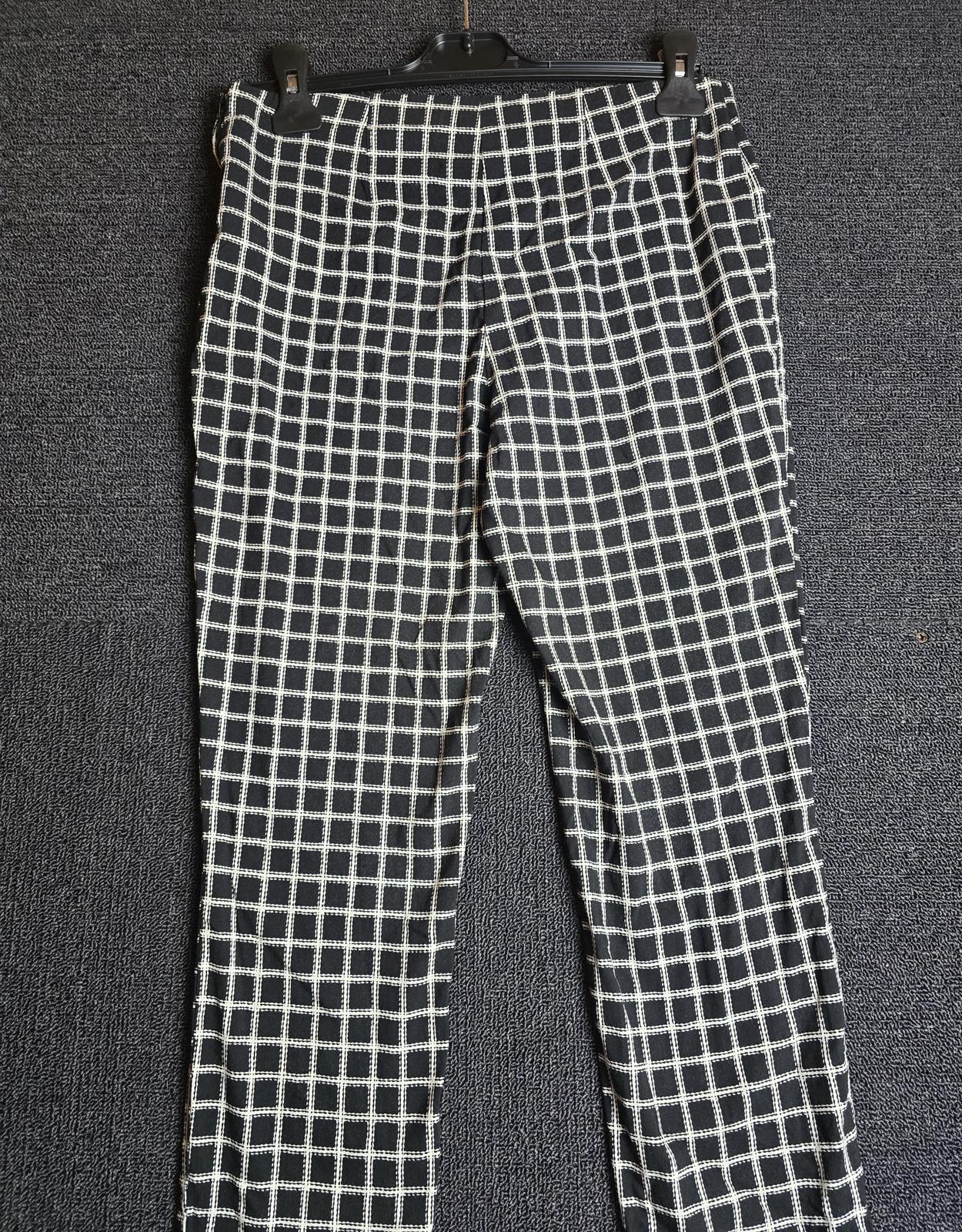 Primark Black & White Check Skinny Trousers Size 14 High Waist
