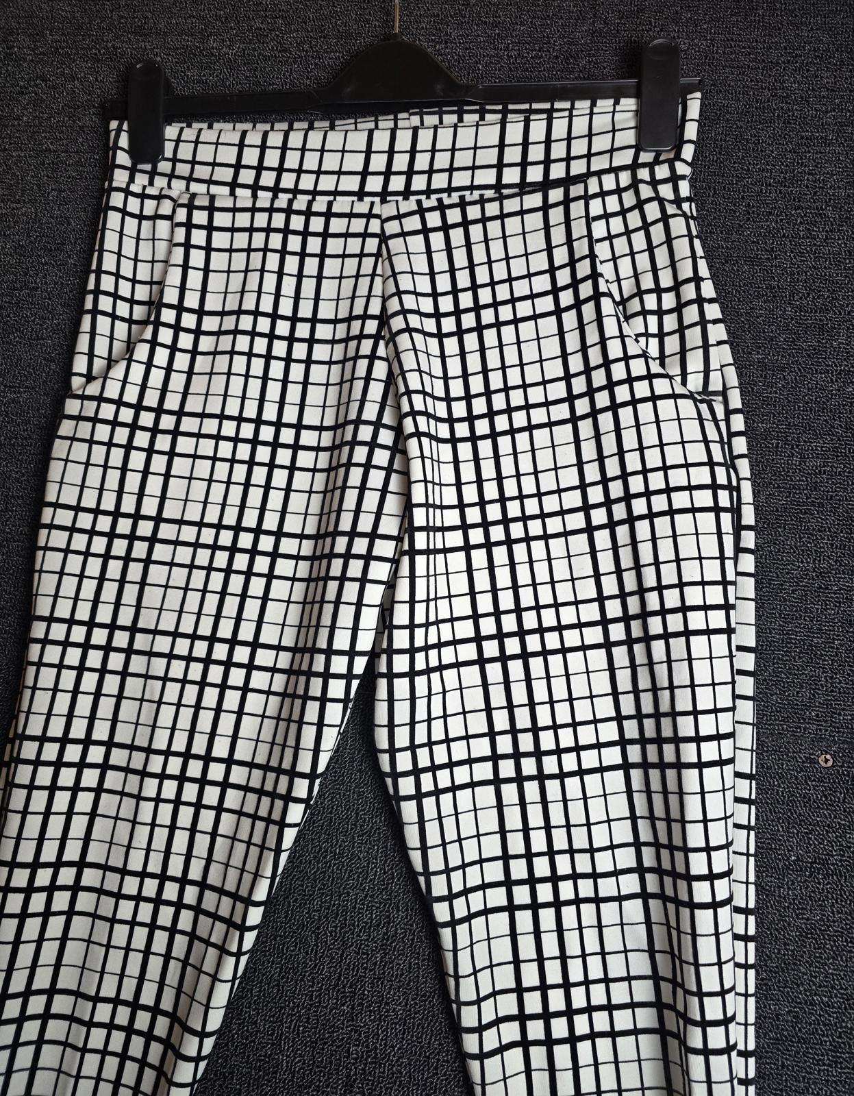 MissLook White & Black Check Skinny Trousers Size 10 High Waist