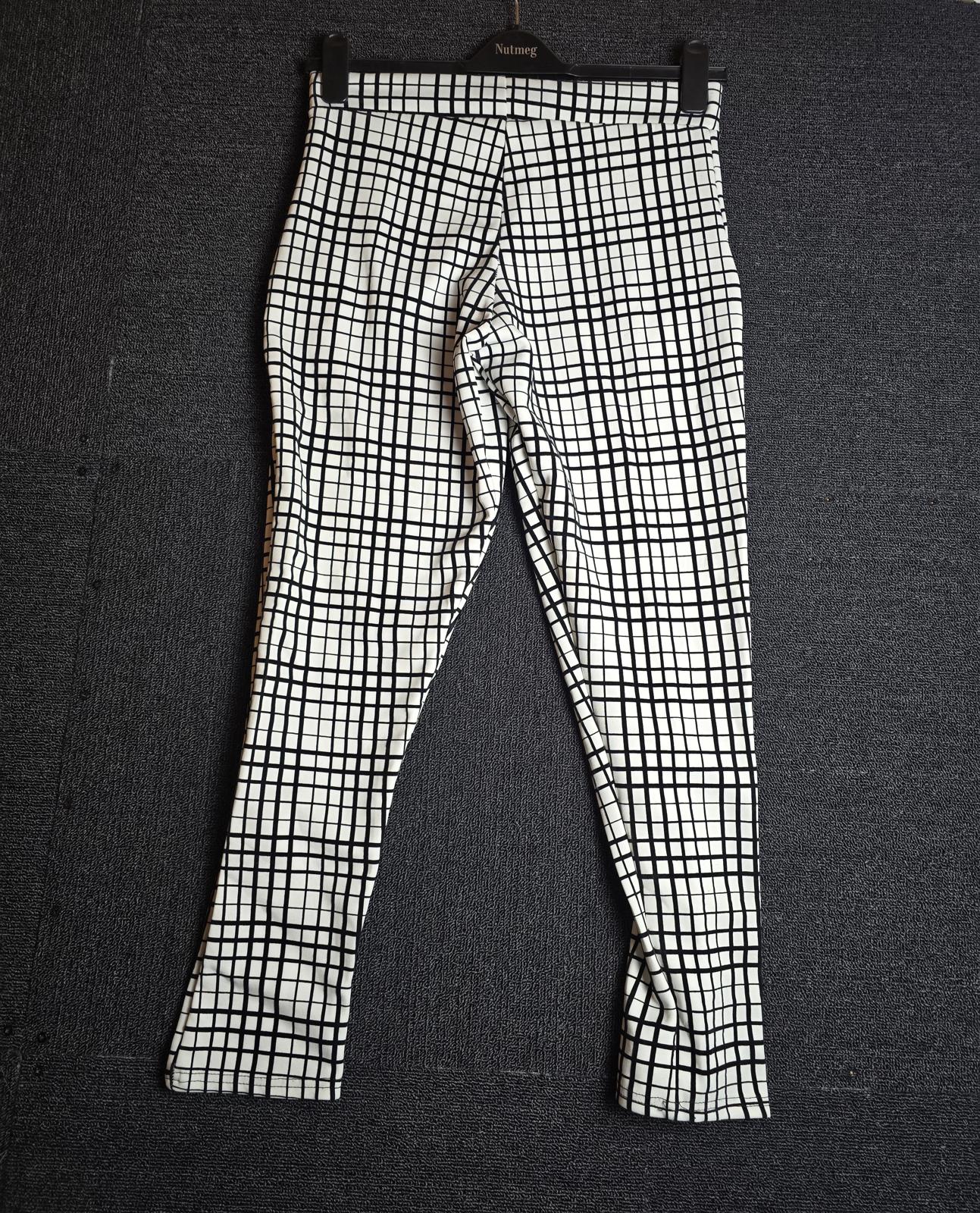MissLook White & Black Check Skinny Trousers Size 10 High Waist