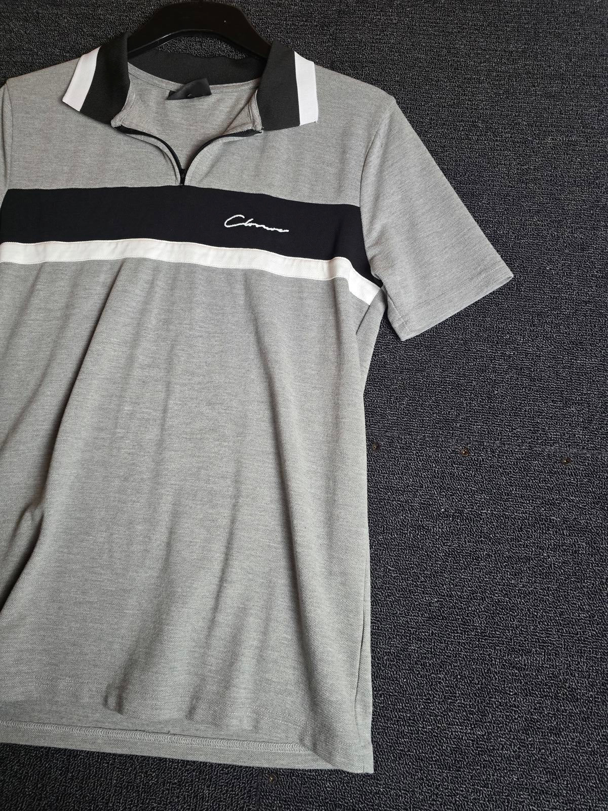 Grey Polo Shirt Age 14-15years 1/4 Zip Causal Closure Boys