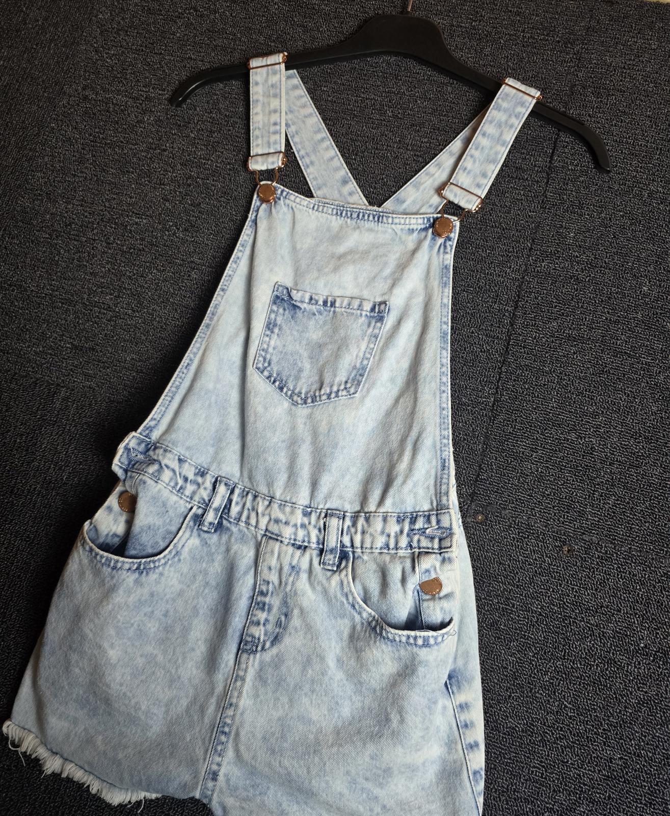 Primark Light Blue Denim Playsuit Size 11–12 Years Frayed Hem Girls