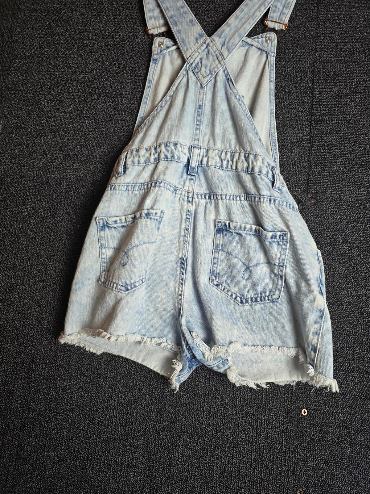 Primark Light Blue Denim Playsuit Size 11–12 Years Frayed Hem Girls