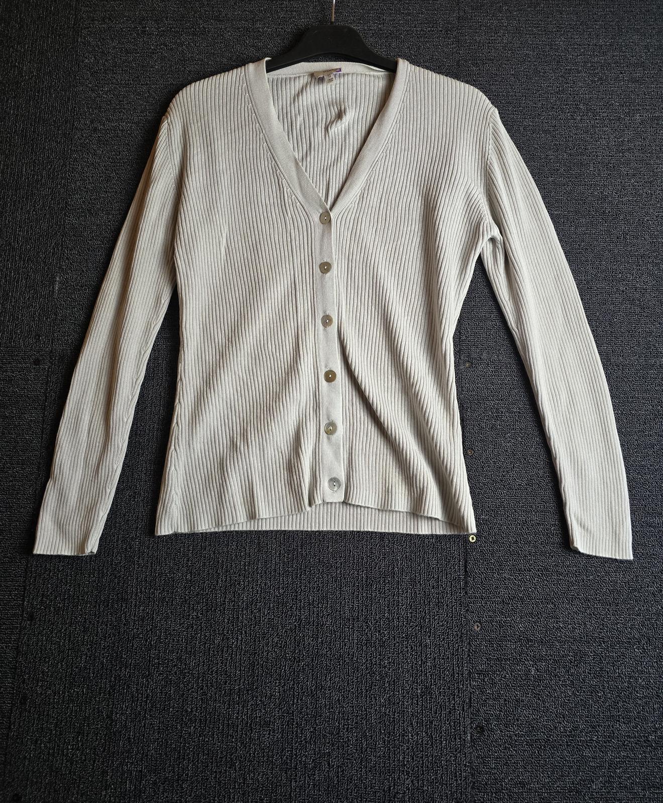 Oasis Cardigan Cream Size 12 Ribbed Button-Up