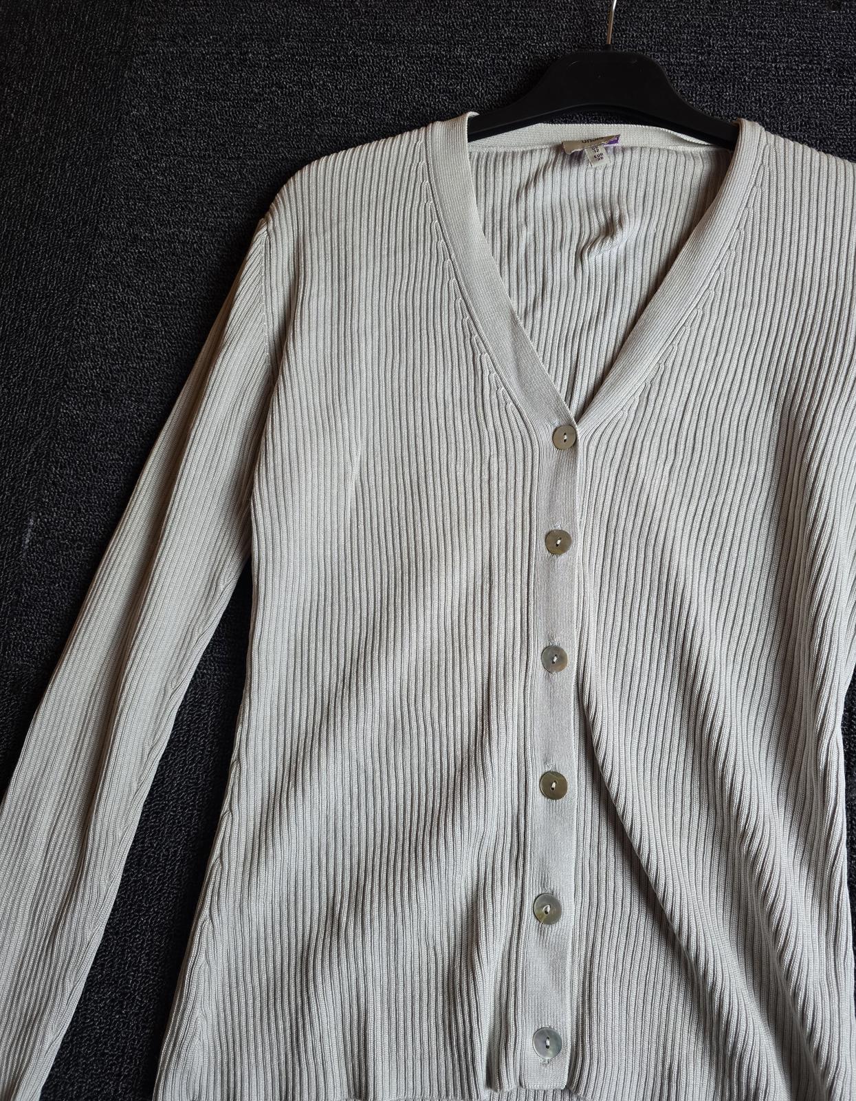 Oasis Cardigan Cream Size 12 Ribbed Button-Up