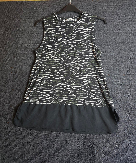 TU Vest Top Black & White Zebra Print Size 16 Longer Length