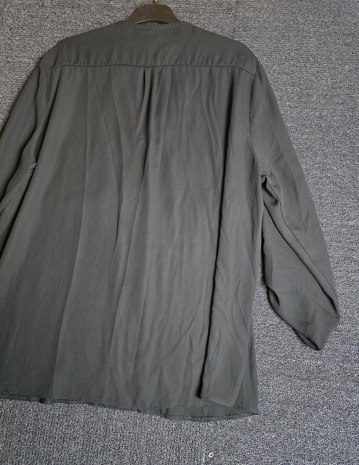 George Black Oversized Blouse Size 20 Zip Front V Neck Roll Sleeve