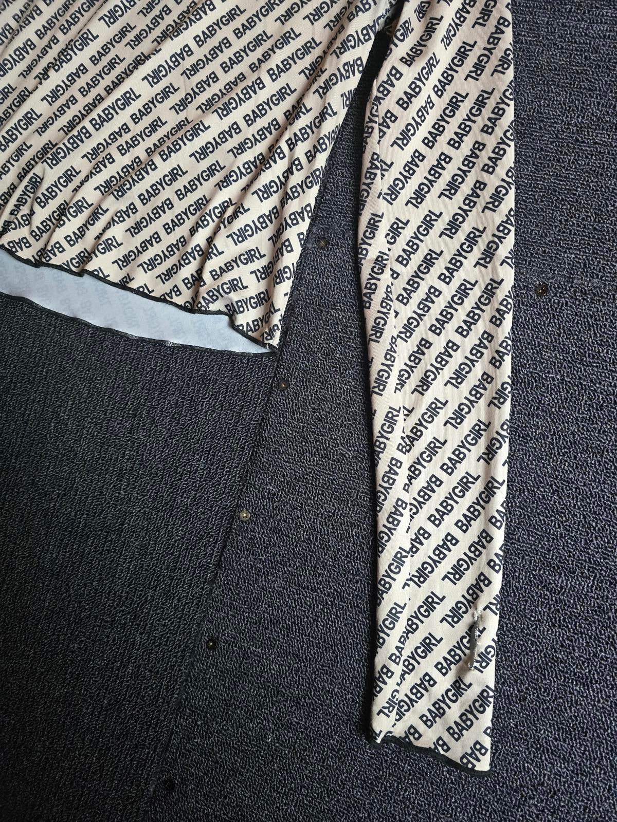 Shein Baby Girl Crop Top Beige & Black S Size 8/10 Bodycon High Neck Long Sleeve