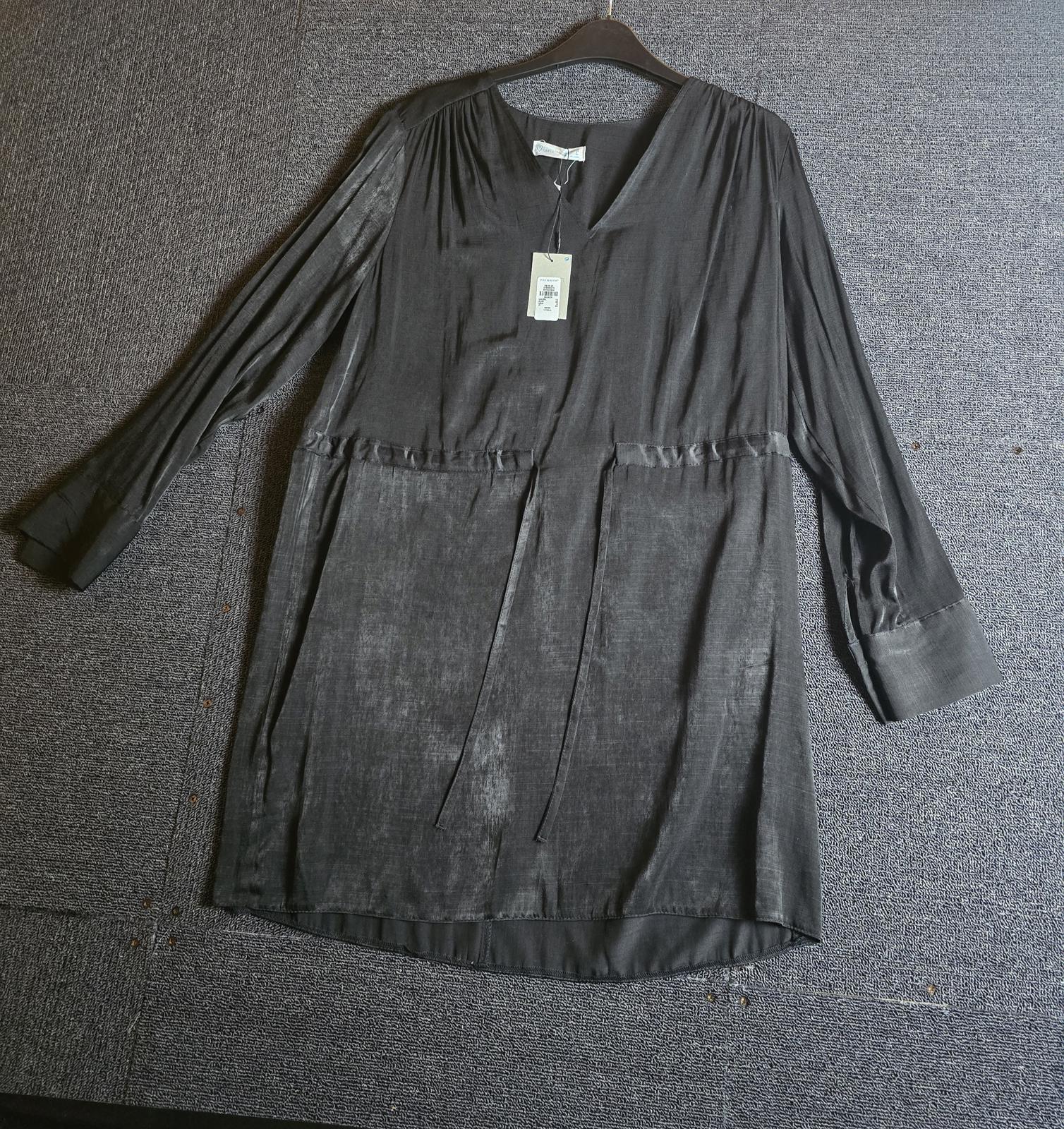 Primark Dress Black Mini Size 12 Drawstring Waist Satin Feel