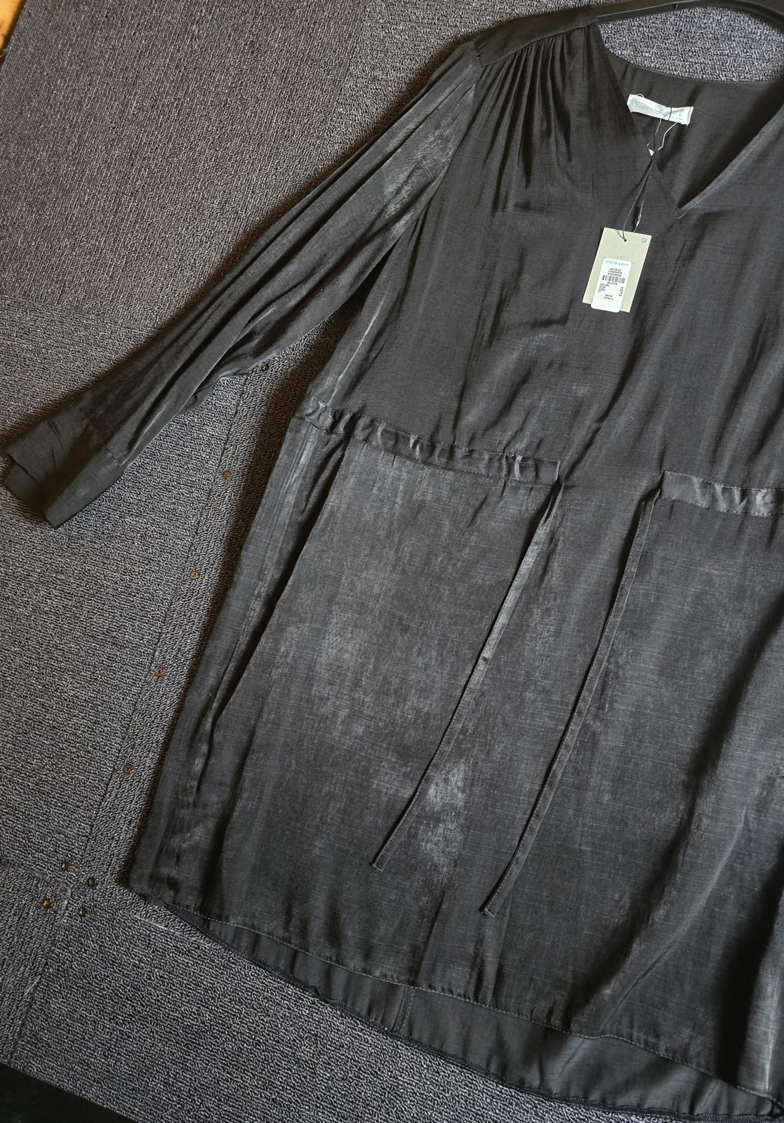 Primark Dress Black Mini Size 12 Drawstring Waist Satin Feel