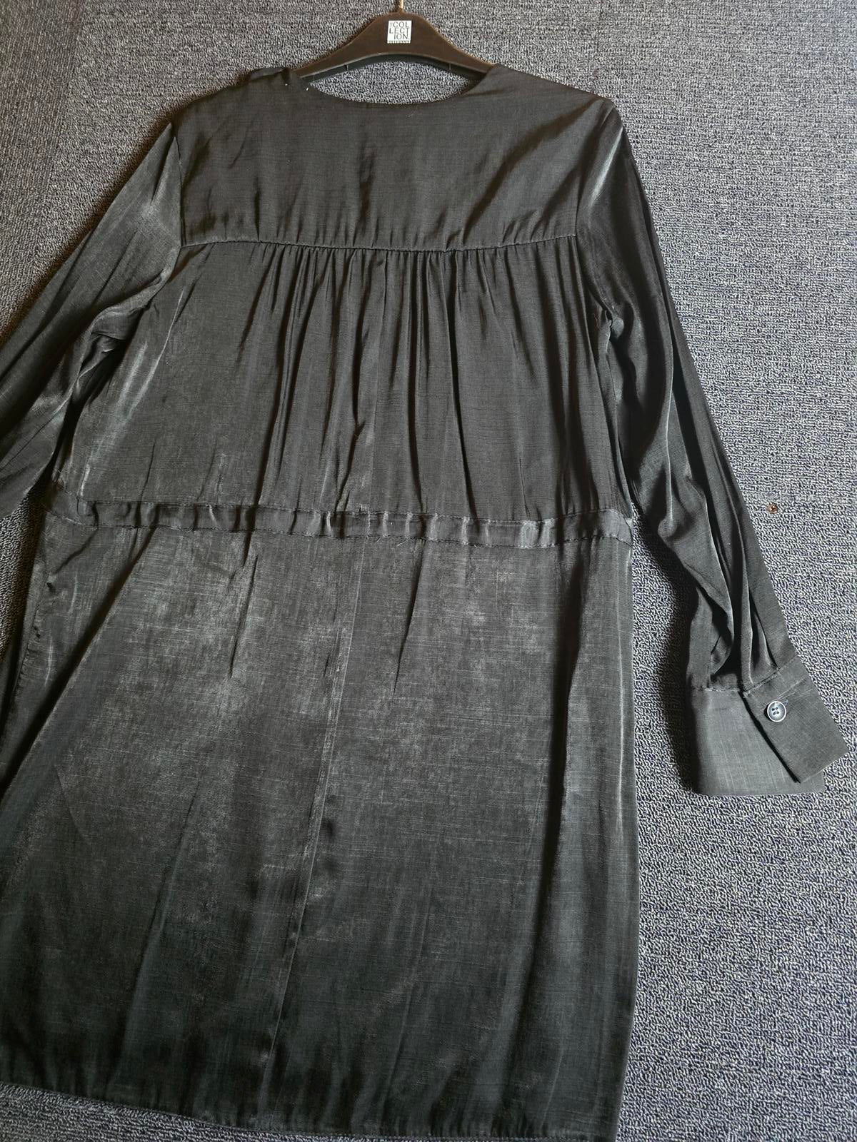 Primark Dress Black Mini Size 12 Drawstring Waist Satin Feel