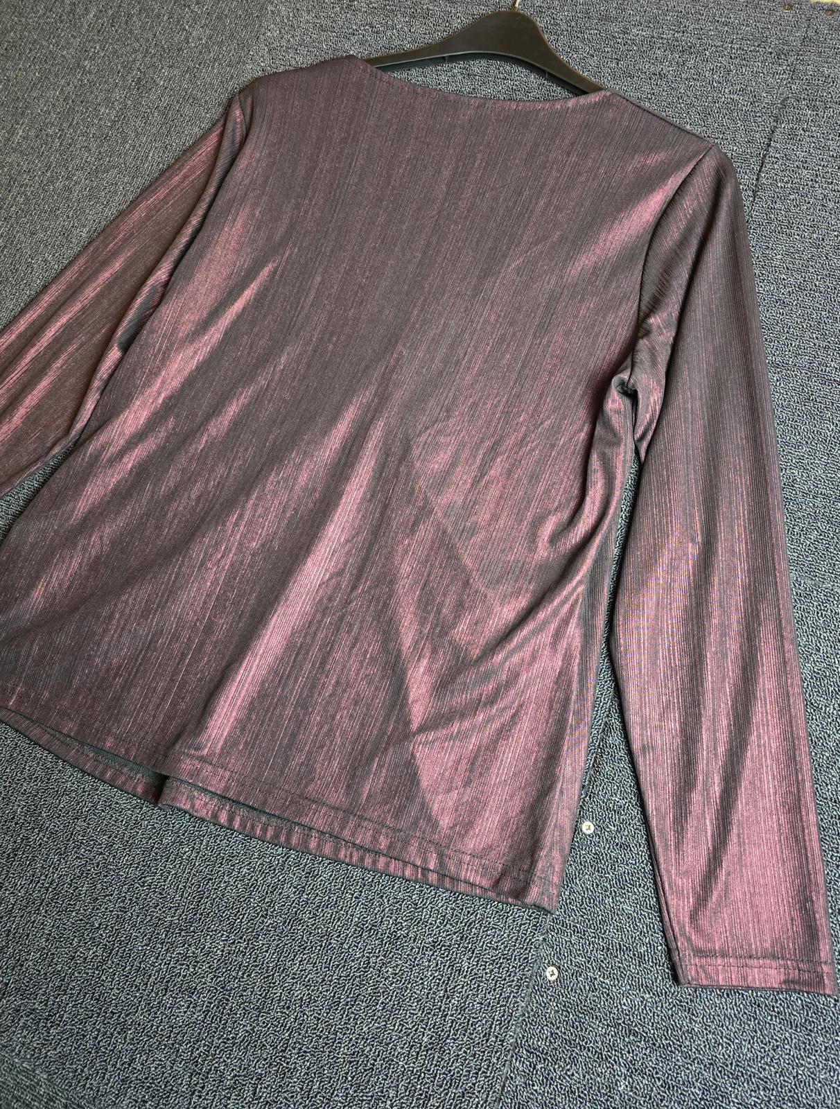 Burgundy Metallic Wrap Top Size 16-18 Partywear Bodyflirt