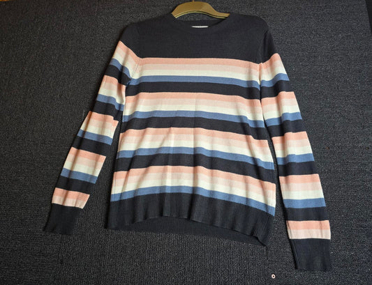 Matalan Striped Jumper Black Pink Blue White Long Sleeve Size 8
